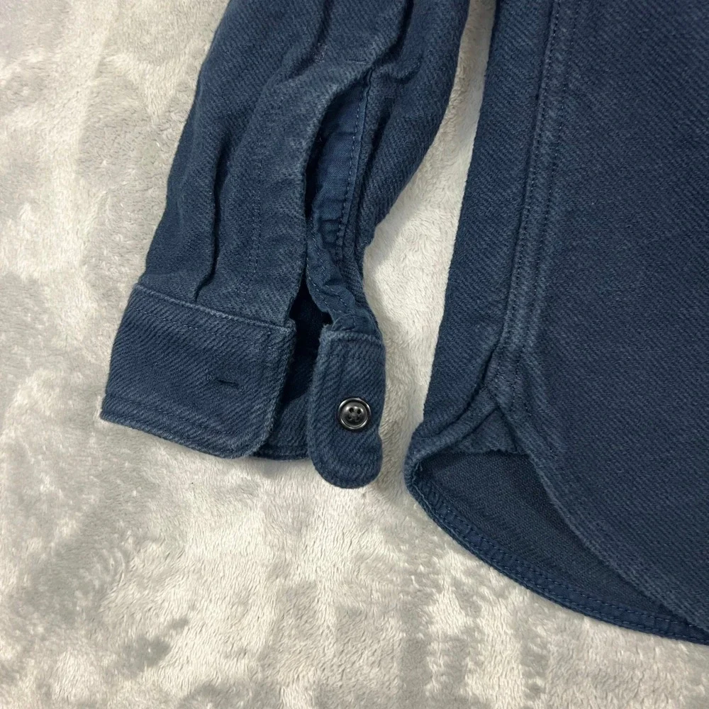 EVERLANE Shirt Jacket Mens Medium Navy Blue Cotton Flannel Shacket Twill Cotton